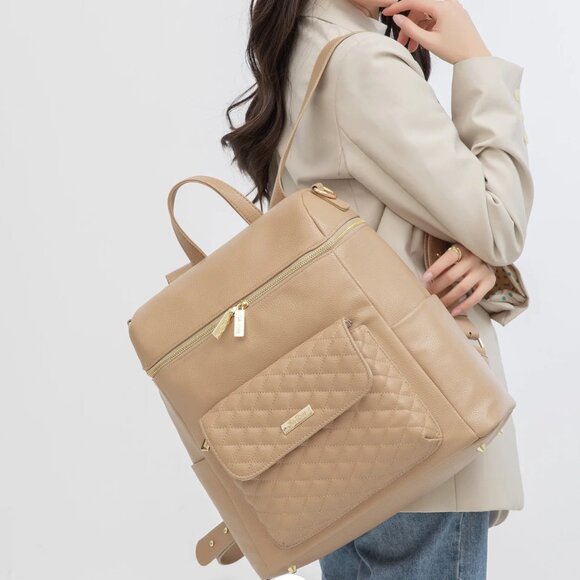 Luli Bebe- Monaco Diaper Bag-Latte Brown - Picture 1 of 14